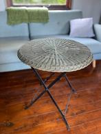Brocante inklapbare ronde tafel van rattan, Ophalen, Gebruikt, Rond, Metaal