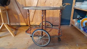 Vintage Italiaanse serveerwagen/trolley, inlegwerk. WD-18. beschikbaar voor biedingen