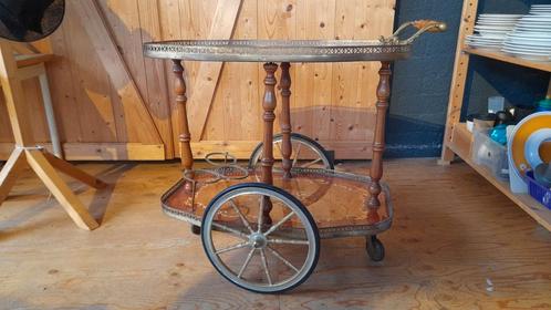 Vintage Italiaanse serveerwagen/trolley, inlegwerk. WD-18., Antiek en Kunst, Antiek | Meubels | Tafels, Ophalen of Verzenden