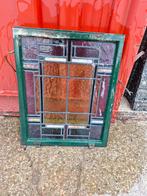 Glas in lood raam met stalen kozijn, Antiek en Kunst, Ophalen