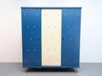 Vintage kledingkast | Blauw Crème | 3 deurs | Buisframe, Ophalen, Gebruikt, ., Vintage