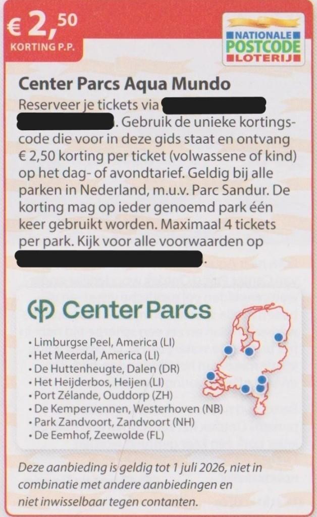 Center Parcs Aqua Mundo. Het ideale zwemparadijs € 2,50 kort, Tickets en Kaartjes, Kortingen en Cadeaubonnen, Drie personen of meer