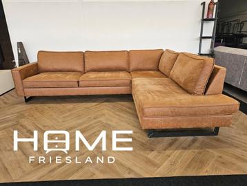 Hoekbank- Cognac - Microvezel  beschikbaar voor biedingen