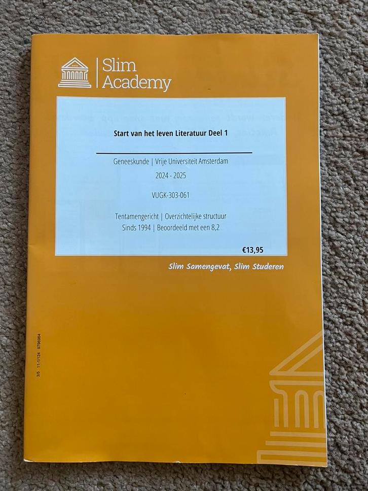 Samenvatting start van het leven (svhl) geneeskunde VU jr2, Boeken, Studieboeken en Cursussen, WO, Beta, Ophalen of Verzenden