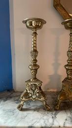 Antieke Franse bronzen altaar kandelaar, Antiek en Kunst, Ophalen of Verzenden, Koper of Brons