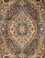 Vintage Perzisch oosters wol kleed Tabriz medall 142x205cm, Gebruikt, 100 tot 150 cm, Crème, 200 cm of meer