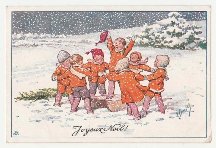 Feiertag.  Kerst.  Kinderen.  Jongen op slee.  Illustrateurs, Verzamelen, Ansichtkaarten | Themakaarten, Ongelopen, 1920 tot 1940