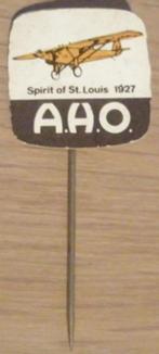Pin - A.H.O. - Spirit of St.Louis 1927, Verzamelen, Ophalen, Zo goed als nieuw, Merk, Speldje of Pin