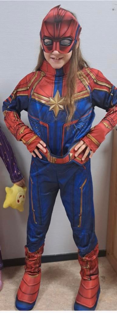 Captain Marvel Verkleedpak - Superhelden Kostuum, Ophalen of Verzenden, Gebruikt, 146 t/m 152, Jongen of Meisje