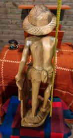 Houten beeld Bali visser ca 100 cm, Antiek en Kunst, Kunst | Beelden en Houtsnijwerken, Ophalen