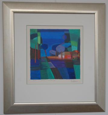 Ton Schulten zeefdruk, Boerderij in zonlicht. beschikbaar voor biedingen