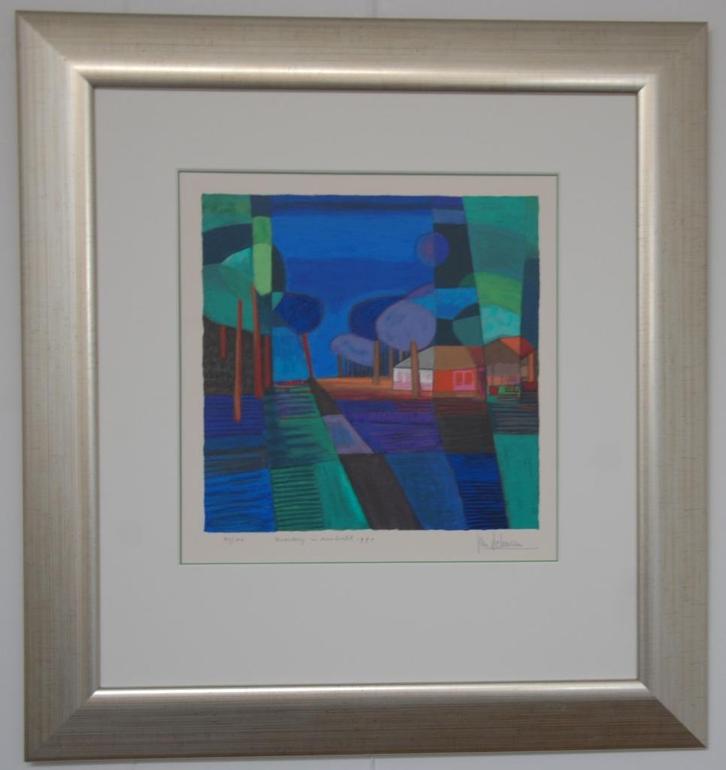 Ton Schulten zeefdruk, Boerderij in zonlicht., Antiek en Kunst, Kunst | Schilderijen | Modern, Ophalen