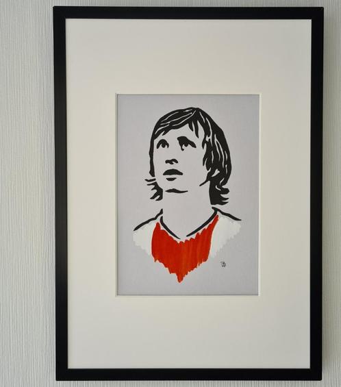 Johan Cruyff D (linodruk in zwart aluminium lijst), Huis en Inrichting, Woonaccessoires | Schilderijen, Tekeningen en Foto's, Nieuw