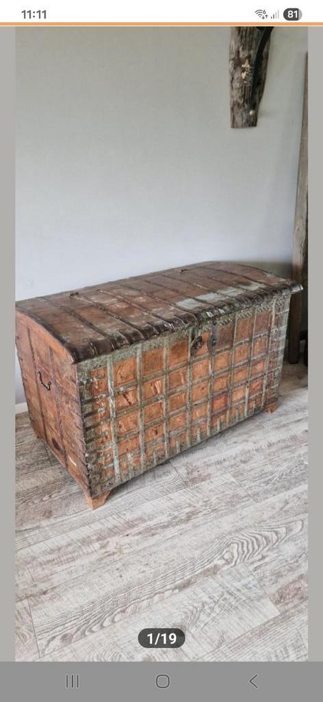 Prachtige oude Hutkoffer / Bruidskist, Huis en Inrichting, Woonaccessoires | Kisten, Gebruikt, 50 tot 75 cm, 50 tot 75 cm, 100 tot 150 cm