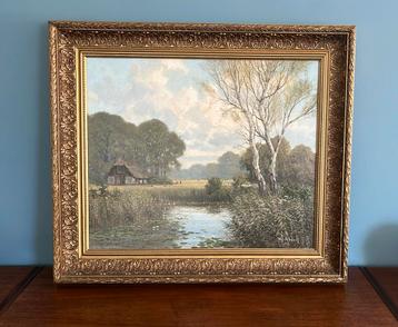 W.J. Alberts Olieverf schilderij 77x67 inclusief lijst. beschikbaar voor biedingen