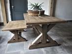 Gave Kloostertafel kruispoot, eettafel oud hout landelijk, Huis en Inrichting, Tafels | Eettafels, Ophalen, Nieuw, 50 tot 100 cm
