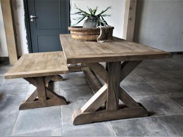Gave Kloostertafel kruispoot, eettafel oud hout landelijk beschikbaar voor biedingen