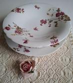 Brocante schaal op voet + bord, vogeltje, vlinder, insecten, Antiek en Kunst, Curiosa en Brocante, Ophalen of Verzenden