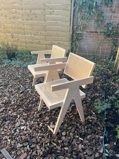 Pierre Jeanneret rotan stoelen, Huis en Inrichting, Stoelen, Hout, Bruin, Ophalen