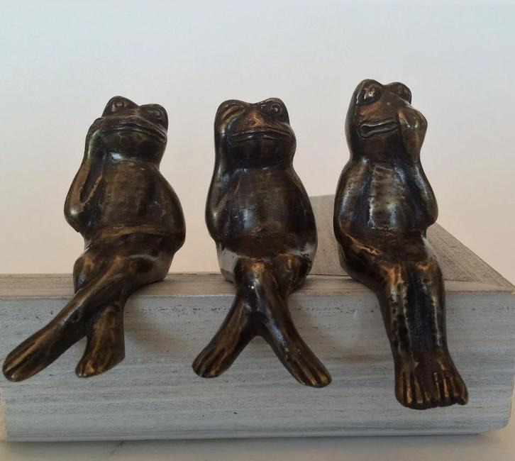 De BronzenBeelden-Winkel Horen Zien Zwijgen Echt Brons.., Antiek en Kunst, Kunst | Beelden en Houtsnijwerken, Ophalen of Verzenden