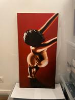 Modern schilderij van een naakte vrouw, rood (40x80 cm), Antiek en Kunst, Ophalen of Verzenden