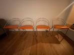 Vintage oranje chroom eetkamerstoelen (4 stuks), Huis en Inrichting, Stoelen, Ophalen, Zo goed als nieuw, Overige kleuren