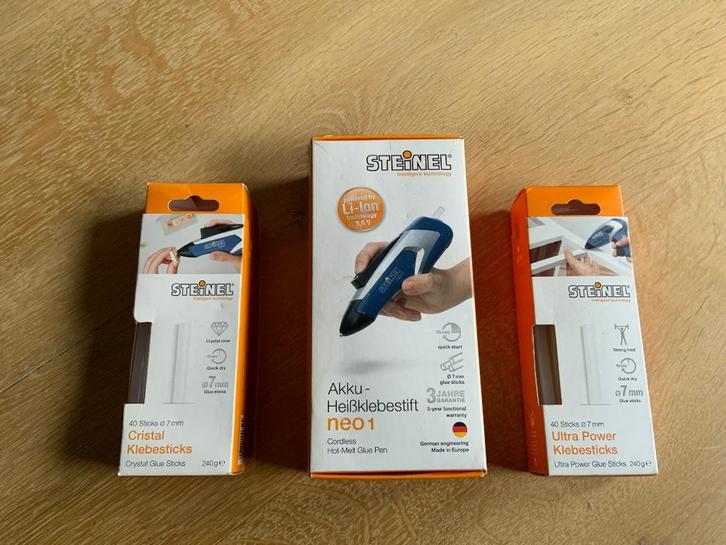 Steinel accu lijmpistool + Ultra Power & Crystal lijmsticks, Doe-het-zelf en Verbouw, Gereedschap | Handgereedschap, Nieuw, Ophalen of Verzenden