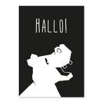 Poster Nijlpaart Hallo! zwart-wit kinderkamer babykamer, Nieuw, Dier of Natuur, A4 of kleiner, Rechthoekig Staand