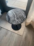 Marmeren Bijzettafel - Zwart/Grijs, Huis en Inrichting, Tafels | Bijzettafels, Minder dan 55 cm, Gebruikt, Rond, Ophalen of Verzenden