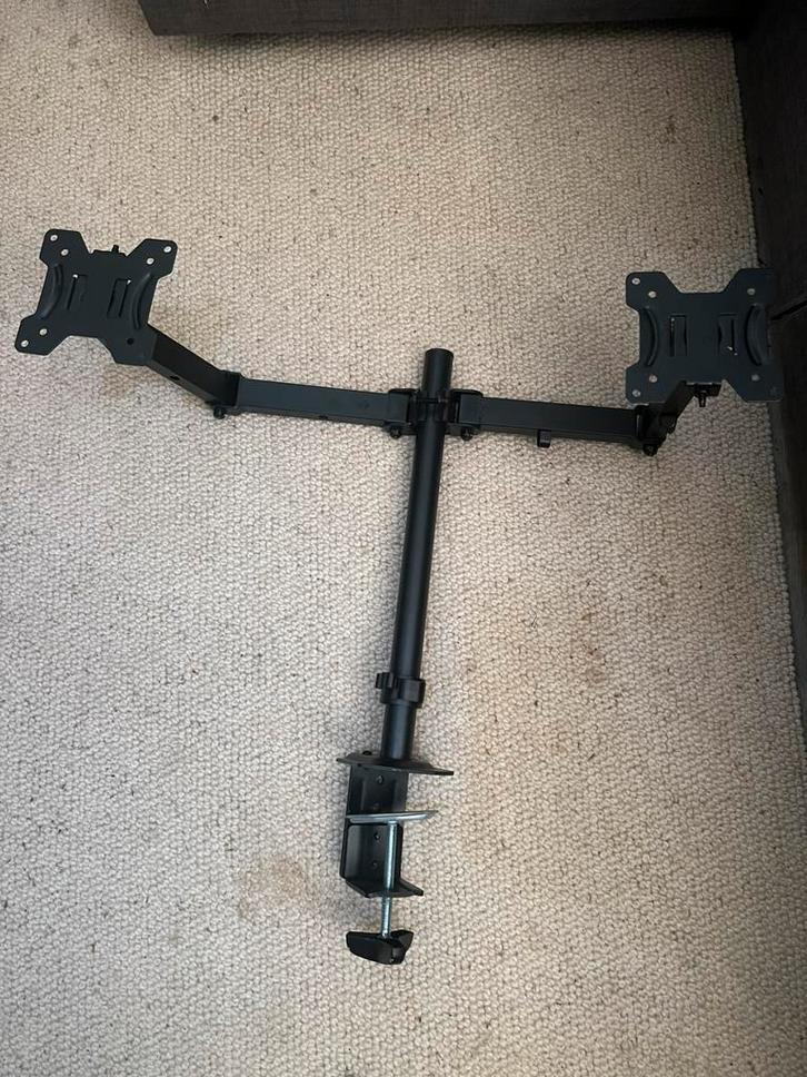 Stevige dubbele monitorarm voor twee schermen., Audio, Tv en Foto, Fotografie | Statieven en Balhoofden, Zo goed als nieuw, Overige typen