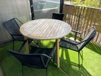 Tuinset: houten tafel met 4 stoelen, Tuin en Terras, Tuinset, Eettafel, Gebruikt, Ophalen of Verzenden