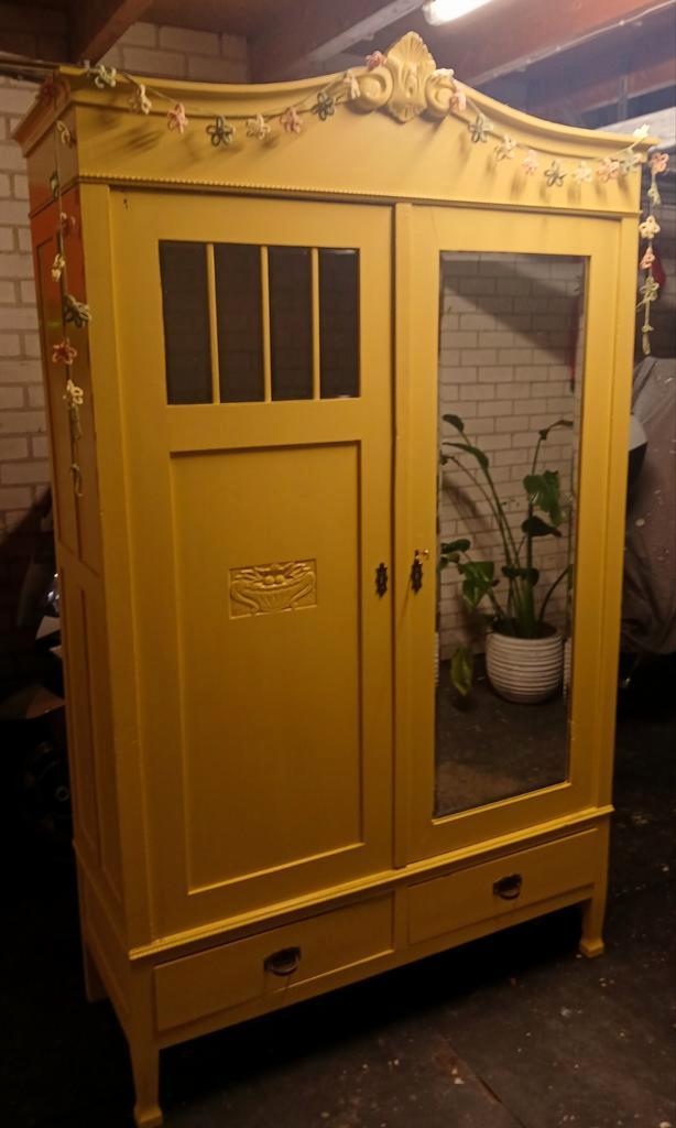 Antieke Kledingkast met Spiegel, Huis en Inrichting, Kasten | Kledingkasten, Ophalen of Verzenden