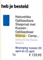 Naturehike Opblaasbare Slaapmat met Kussen, Ophalen of Verzenden, Nieuw