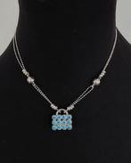 Zilveren ketting met tweezijdige hanger 925 zilver 39cm lang, Ophalen of Verzenden, Zilver, Zilver, Met kristal