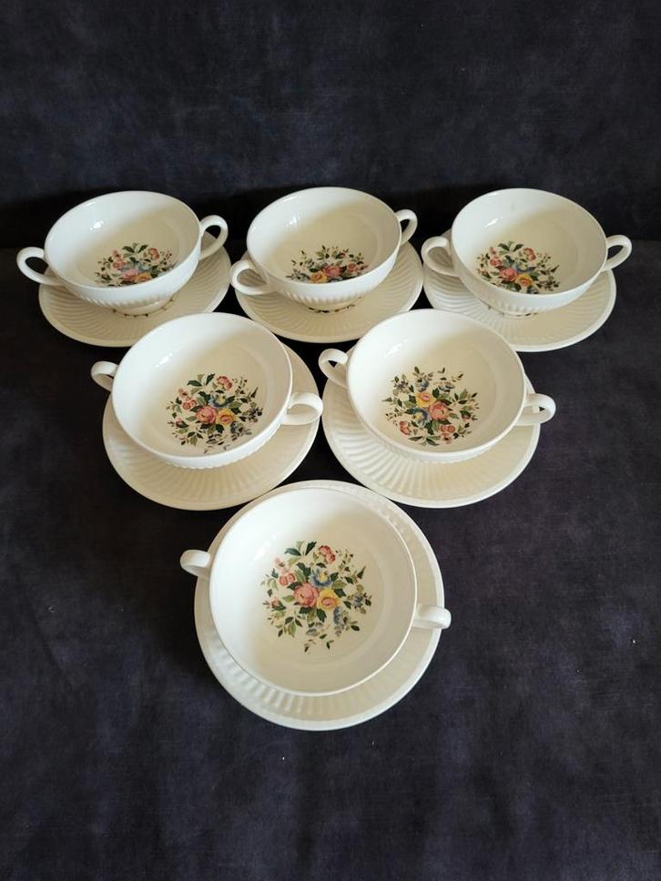 Wedgwood Conway Soepkommen met Schotels (6 stuks), Huis en Inrichting, Keuken | Servies, Zo goed als nieuw, Kom(men), Wedgwood