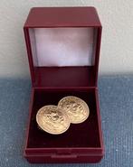 Vintage oude munten in doos broche van gemaakt, Antiek en Kunst, Ophalen of Verzenden