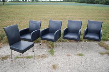 Lederen Eetkamerstoelen op Wielen, Bert Plantagie beschikbaar voor biedingen