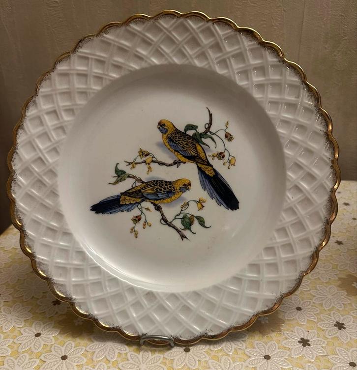 Antiek Roemeens Porseleinen Bord - Vogels, Antiek en Kunst, Antiek | Schalen, Ophalen of Verzenden