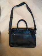 Zwart lederen schoudertas van Burkely - 14inch laptop tas, Computers en Software, Laptoptassen, Ophalen of Verzenden, 14 inch
