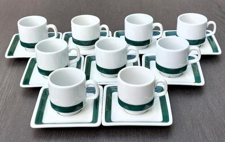 9 stuks Mosa kop en schotel (241011), Huis en Inrichting, Keuken | Servies, Kop(pen) en/of Schotel(s), Overige stijlen, Porselein