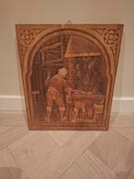 Vintage Houten Wandbord met Kunst, Ophalen of Verzenden