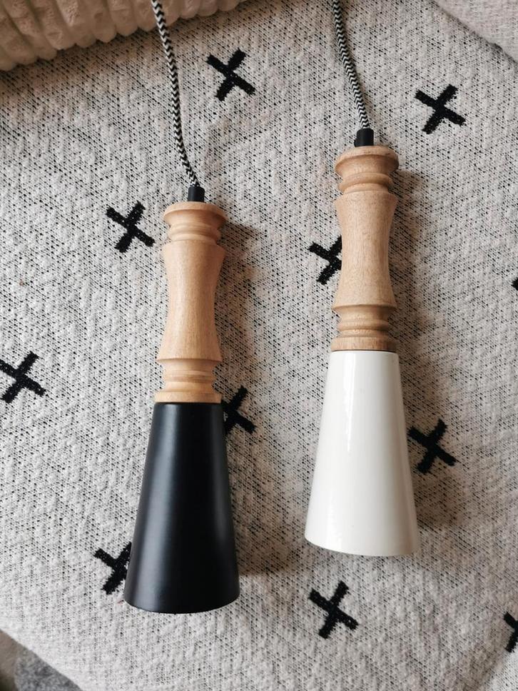 Be Pure Home. Lamp ‘Blend’. Houten hanglamp zwart, Huis en Inrichting, Lampen | Hanglampen, Nieuw, Minder dan 50 cm, Hout, Metaal