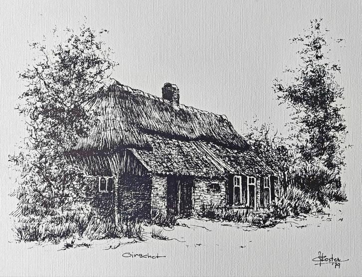 Oirschot .. boerderij Boterwijkstraat 15 .. Kees Koster., Antiek en Kunst, Kunst | Tekeningen en Foto's, Ophalen of Verzenden