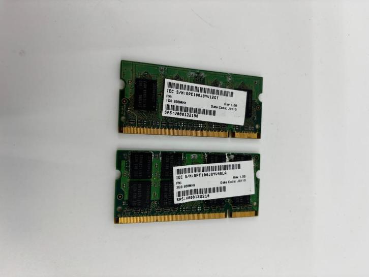 twee Samsung DDR2 SO-DIMM laptop geheugenmodules, Computers en Software, RAM geheugen, Gebruikt, Laptop, 2 GB, DDR2, Ophalen of Verzenden