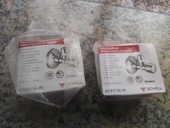 Schell Hoekregelkraan - Nieuw in verpakking, Doe-het-zelf en Verbouw, Sanitair, Nieuw, Kraan, Chroom, Ophalen of Verzenden