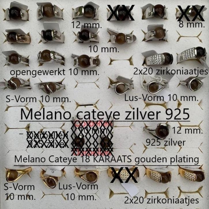 NIEUW:Melano Cateye Ringen+Hanger: Zilver+Verguld+balletjes, Sieraden, Tassen en Uiterlijk, Ringen, Nieuw, Dame of Heer, 17 tot 18
