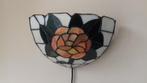 Vintage glas in lood lamp met oranje bloem Tiffany stijl, Ophalen of Verzenden, Gebruikt, Glas