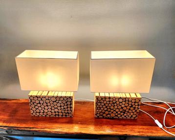 Leuke lampen 2 stuks hout modern beschikbaar voor biedingen