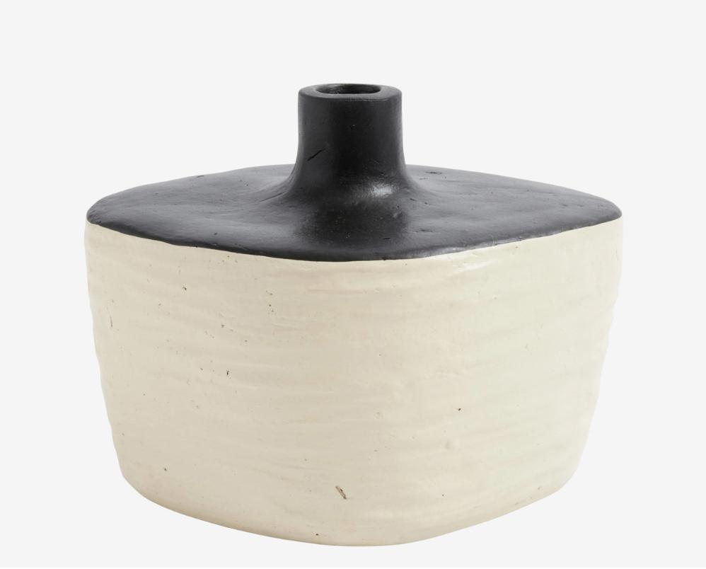 Muubs Vase Tuto, keramiek 24.5 Cm hoog keramiek creme/zwart, Overige kleuren, Aardewerk of Porselein, Nieuw, Ophalen of Verzenden