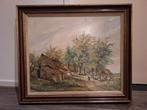 Landschap met boerderij en vee, gesigneerd A. de Kort, Antiek en Kunst, Kunst | Schilderijen | Klassiek, Ophalen